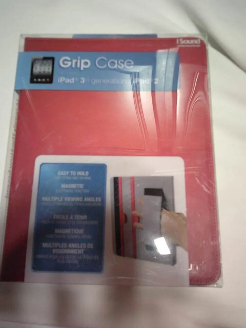 NEW IPAD 3RD GENERATION & IPAD2 RED FAUX LEATHER GRIP CASE MAGNETIC SLEEP FUNCTI